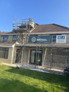 scaffolding for roofing by Arkview
