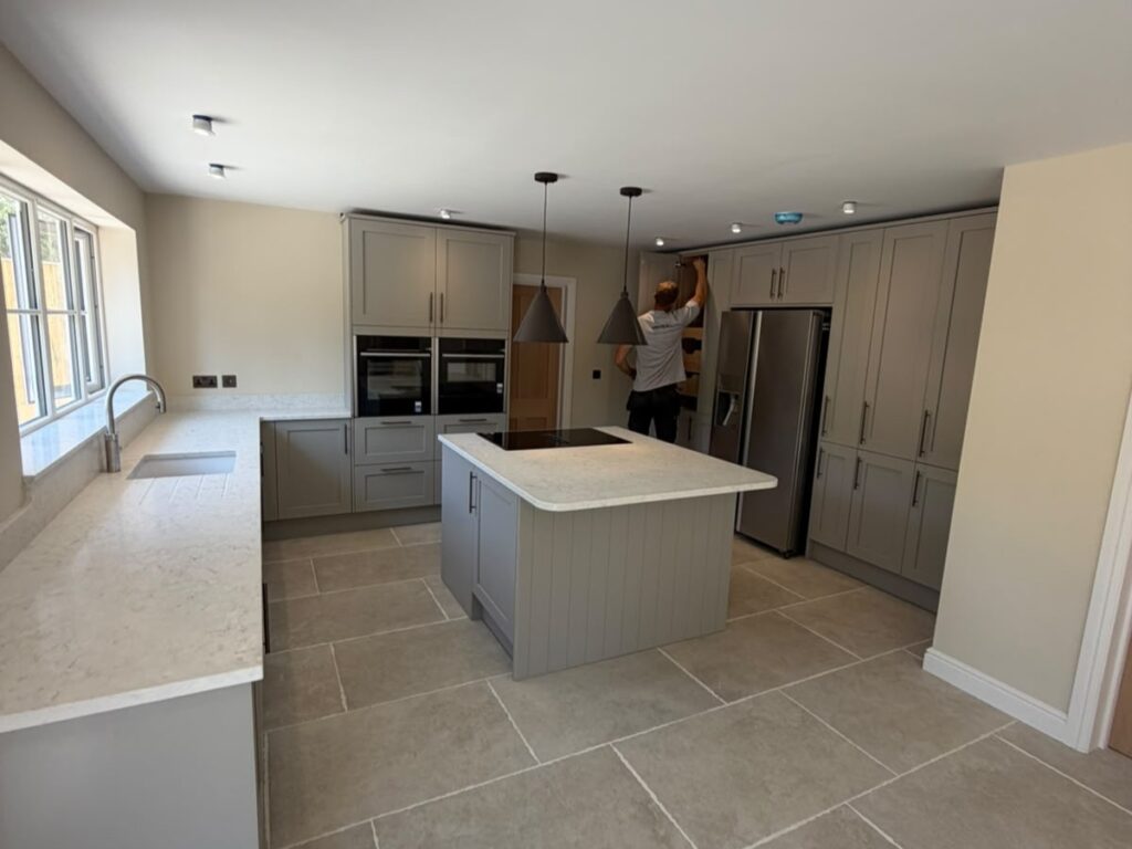 Newly fitted grey kitchen
