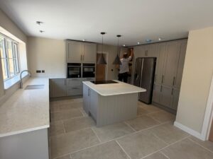 Newly fitted grey kitchen